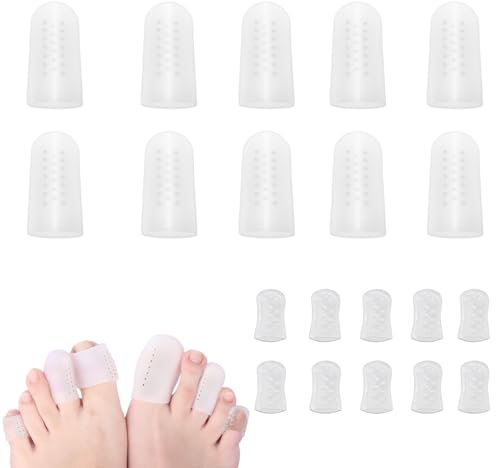 20Pcs Protège Orteils Respirant Multi-Taille, Protecteur d'Orteil en Silicone Souple, Capuchon de Orteils en Gel avec Trous, Manchon Anti Friction à Orteils pour Soulager les Douleurs de Pieds