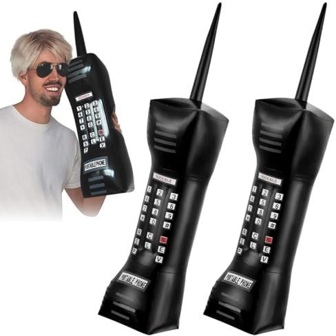 Aufblasbare Instrumente Spielzeug,2 Stück 80's 90's Aufblasbare Handy,für 80er 90er jahre accessoires,Karneval Accessoires,Retro Party Hip Hop Disco Rock Requisiten (2 X Aufblasbare Mobiltelefon)