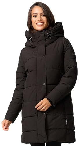 MARIKOO Damen Winterjacke Stepp Winter Jacke Übergang Steppjacke lang warm Kapuze B987