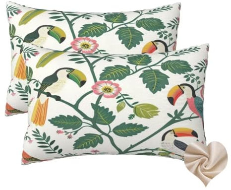 2er Set Kissenbezug 50x30 cm Kissen Hell Dekokissen, Rechteckig Kissenbezug Papagei Kissenbezüge Sofakissen, Weicher Pillow Cover Kissenhülle Zierkissen für Bett Couch Aesthetic Room Decor -hs394