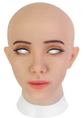 EQAIWUJIE Maschera da crossdresser realistica in silicone, maschera femminile per transgender, Halloween, cosplay e drag queen (marrone)