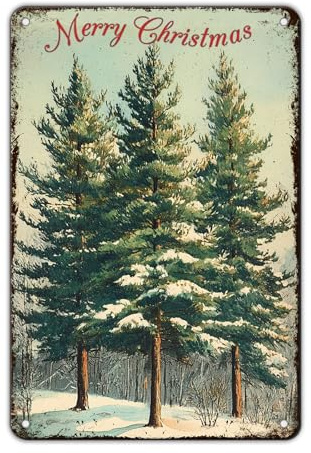 GJXFTPTTBD Vintage-Metallschild – Merry Christmas Retro-Blechschild für Urlaub, Wanddekoration, Outdoor, Café, Wohnzimmer, Schlafzimmer, 20,3 x 30,5 cm