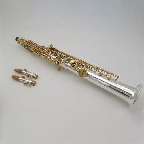 Saxophon Komplettset mit Diskant-Saxophon Silber Gerade B-Dur Musikalisch Mit Hartschalenboxen