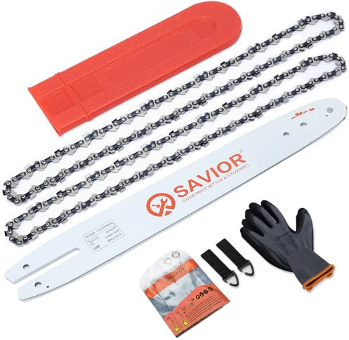 SAVIOR 2-Pack Sägeketten mit 35 cm Kettensäge Schwert & Schwertschutz, Kettensäge Kette 50 TG 1,3 mm 3/8LP, Kompatibel mit Stihl MS180 MS181 MS211 MS230 und mehr