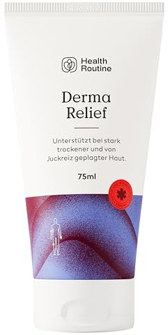 Health Routine Derma Relief — Feuchtigkeitscreme und körperlotion für sehr trockene und von Juckreiz geplagter Haut, mit Vitamin B3, Panthenol und Sheabutter für effektive Hautpflege