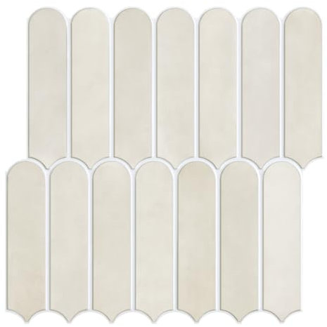 Commomy Piastrelle Adesive Cucina Bagno, Paraschizzi Adesive Bagno Cucina Autoadesive, Matte Toledo Cream, 30 x 30 cm, 10 Pezzi, PVC Pannelli Decorativi 3D per Parete