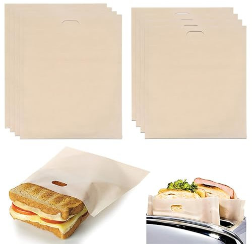 OUDQFCJ 8 Pcs Wiederverwendbare Toaster Tasche, Antihaft-Brot Tasche Sandwich Tasche für Sandwiches Pizza Snacks Käse