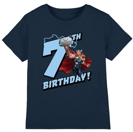 Thor Birthday 7 Unisex Kids T Shirt, Navy, 7-8 Years