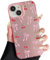 ZTOFERA Pink Case for iPhone 13/14 (6.1), Aesthetic Phone Case with Cute Ribbon Bowknot Pattern, Glossy Hard PC Back Silicone Bumper Shockproof Protective Cover for Girls Women - Cherry