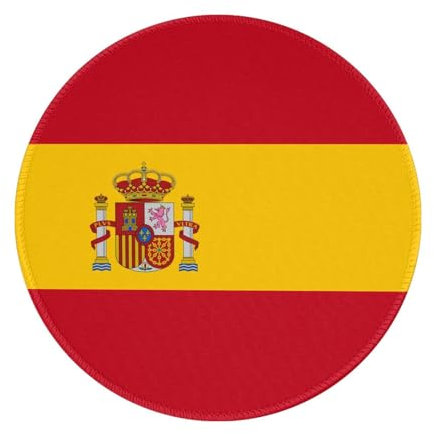 PHAYAH Alfombrilla de mouse redonda con la bandera de España para escritorio, mouse inalámbrico, laptop, juegos, computadora, viajes, trabajo, suministros de oficina, 7.9 x 7.9 pulgadas