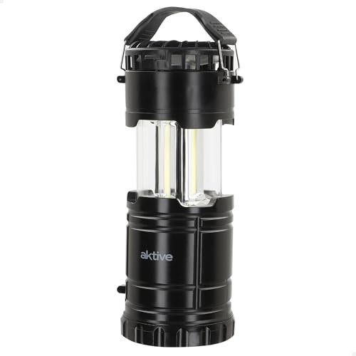 AKTIVE Lámpara LED multifunción 3 en 1 con linterna y ventilador, 31 LED, 250-270 lúmenes, Alcance 3-5 metros, 2 velocidades, Portátil y compacta, Funciona con 3 pilas AA no incluidas (63103)