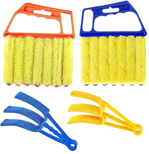 4 Pcs Window Blind Cleaner Duster Brush, Blind Cleaner, Include 2pcs 7 Finger Blind Duster Brush & 2pcs Shutter Cleaner Brushes for Window & Air Conditioner Blinds Dust Dirt