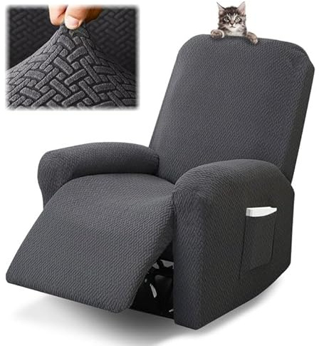 YushengTai 1-Sitzer Sesselbezug Stretch – mit Taschen, Streifen-Jacquard | All-Inclusive Sesselschoner für Fernseh- & Relaxsessel – elastisch, rutschfest & maschinenwaschbar.