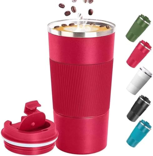 Maideduo Travel Mugs, Insulated Coffee Cup with Leakproof Lid - Reusable Cups Car Stainless Steel Thermal Mug for Hot and Cold Water Tea (Travel Mug red)