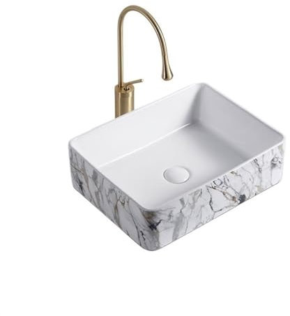 JUNCHENG1008 Lavabo À Poser Bassin de comptoir en céramique et marbre créatif, lavabo en Terrazzo, lavabo carré, Balcon, Salle de Bains, Bassin d'art Vasque