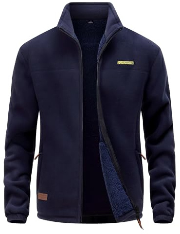 CoXuantion Giacca in Pile invernale Uomo con Cerniera Stand-up Collare Giacche All'aperto Caldo Casual Sport Giacca Con Multitasche Escursionismo Cappotto maniche lunghe