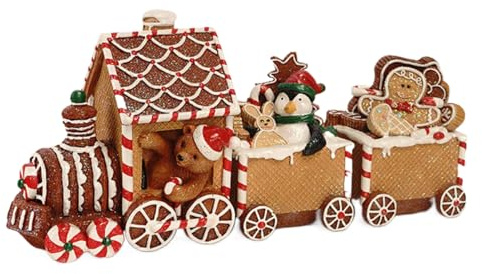 Weihnachtszug-Dekoration - 25cm Harz Lebkuchenzug, Festliche Deko, Weihnachtsfigur, Detailreich | Dekoration Für Zuhause, Fenster, Schreibtisch, Familie, Kinder, Freunde, Advent, Winter, Feiertage
