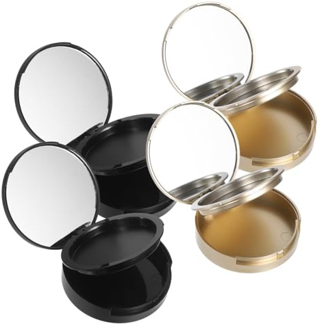 LOORGVEL 4pcs Travel Powder Container Set Lightweight Refillable Plastic and Glass Compact Case Compatible with Empty Makeup Pans Portable DIY Cosmetic Case for Travel and Everyday Use