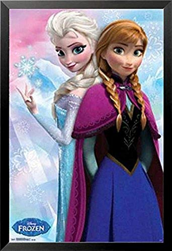 Buyartforless Framed Frozen Anna and ELSA 34x22.5 Movie Poster Art Print