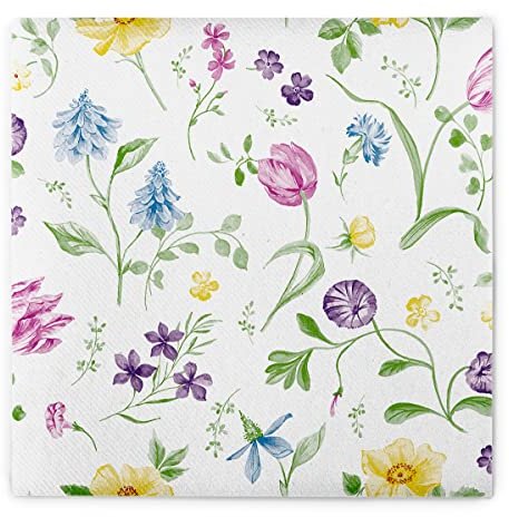 Mank Airlaid Servietten 40x40 cm Premium Einweg Serviette Hochzeitsservietten stoffähnlich und saugstark perfekt für Hochzeit & Partys Frühling 50 Stück Blumen Veronique