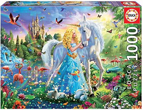 Educa - Puzzle 1000 Teile für Erwachsene | Prinzessin und Einhorn, 1000 Teile Puzzle für Erwachsene und Kinder ab 14 Jahren, Fantasy, Märchen (17654)