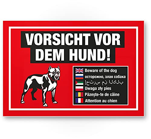 Komma Security Vorsicht vor dem Hund Schild mehrsprachig Hinweisschild wetterfest Hundeschild Gartentor Einfahrtstor die Haustür Türschild Abschreckung Warnschild Einbruchschutz