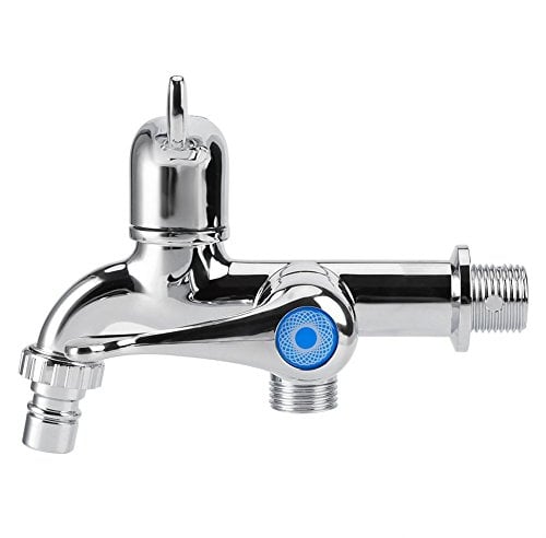 Grifo de Fregadero de Agua Grifo de Mezclador de un Solo Refrigerador Grifo Doble de Interruptor para Lavadora Cocina Jardín Socialme-eu(Manija de cola G1/2)