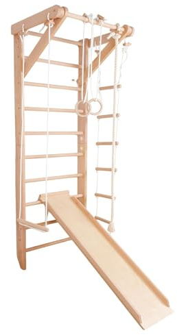 Sportgerät Turnwand Kinder Gym Sport-3-240 Klettergerüst Fitness Kletterwand Holz Sprossenwand mit Stange