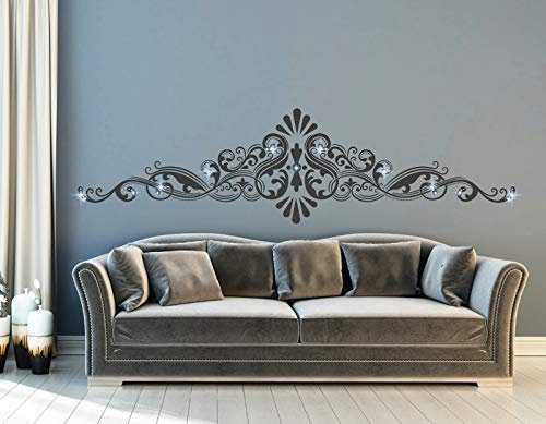 tjapalo® pkm466 Wandtattoo Blumenranken mit Kristallen Wandtattoo Wohnzimmer modern Wandsticker Wandaufkleber Blumenranke wandtattoo orientalisch, Farbe: gold metallic, Größe: B170xH44cm