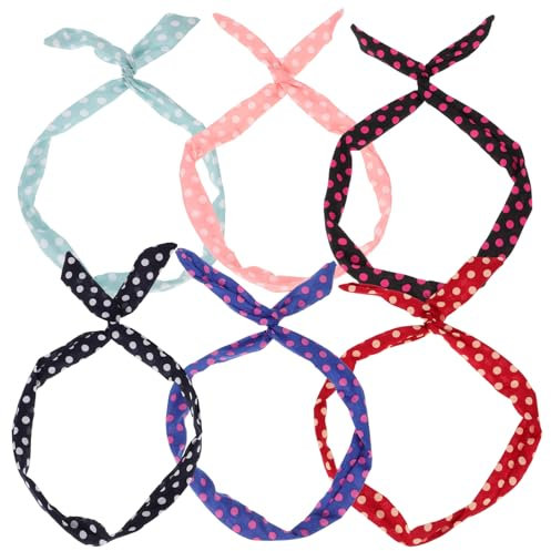 Lurrose 6pcs Twist Bow Wired Headbands Hair Scarf for Women Twist Knot Hairbands Vintage Head Scarf Bows for Girls Ladies