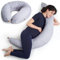 Niimo XXL 2-in-1 Schwangerschaftskissen & Stillkissen - 100% Baumwollbezug mit Faserfüllung, 100% Waschbar, Ergonomisch & Multifunktional, Grau mit weißen Punkten (200 x 70 cm)