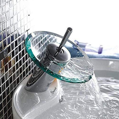 Rubinetto del bagno cascata lavandino miscelatore rubinetto rubinetto cromo lucido vetro bordo rubinetto rubinetto con tubo di ingresso acqua, Spagna