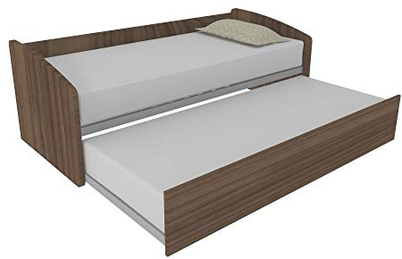 600 cm Schlafsofa mit einem zweiten unabhängigen ausziehbaren Bett und einem ausziehbaren Bett zu einem Doppelbett, inklusive Lattenrosten, hergestellt in Italien, Nussbaum Kanal