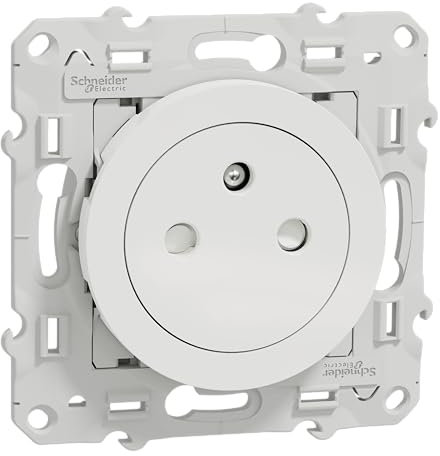 Schneider Electric - Odace, Prise de courant 2P+T affleurante, 16 A, connexion rapide, Blanc Odace - prise de courant 2P+T affleurante - blanc - connexion rapide - S520052