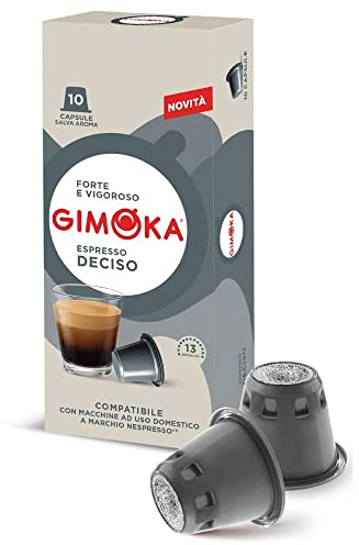 Gimoka Mélange Espresso Deciso intensité 13/13-100 Capsules - Compatibles avec les machines à café à usage domestique Nespresso* - Produit en Italie (lot de 10 x 10)