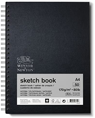 Winsor & Newton 6673003 Skizzenbuch mit Spiralbindung - 50 Blatt Skizzenpapier, 170g/m² mit mikroperforieten Blättern in DIN A4