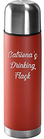 Personalised Matt Red 500ml Thermo Flask with Silver Lid - Engraved with Any Custom Text