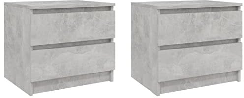 vidaXL 2x Bed Cabinets Home Bedroom Living Room Furniture Bedside Side Storage Cabinet Nightstand Side Table Chipboard 50x39x43.5 cm Concrete Grey