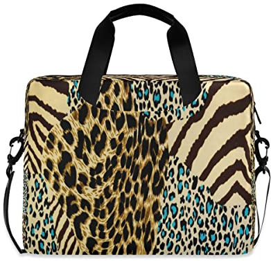 Mnsruu Animal Zebra Tiger Print Laptop Case Bag Sleeve Briefcase Messenger Notebook Computer Bag Shoulder Strap Handle 13 14 15.6 inch