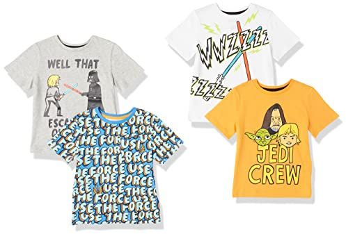 Amazon Essentials Disney | Marvel | Star Wars Boys and Toddlers' Short-Sleeved T-Shirt Tops, Multipacks