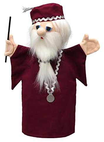 Handpuppe Puppe Handspielpuppe Plüschpuppe Märchenfigur Zauberer 29 cm, Ideal für Puppentheatre und Rollenspiele, für Kinder Baby Jungen Mädchen