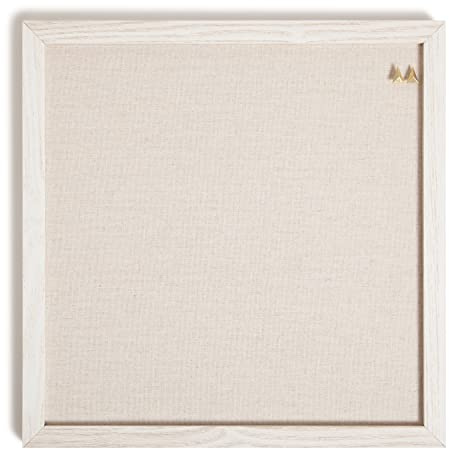 U Brands Rustikale Pinnwand aus Leinen mit weißem Holzrahmen, Bürobedarf, mit Reißzwecken, 35,6 x 35,6 cm