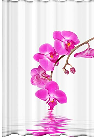 Ekershop Textil Duschvorhang Badvorhang Wannenvorhang DIGITAL ORCHIDEEN 120x200cm inkl. Ringe