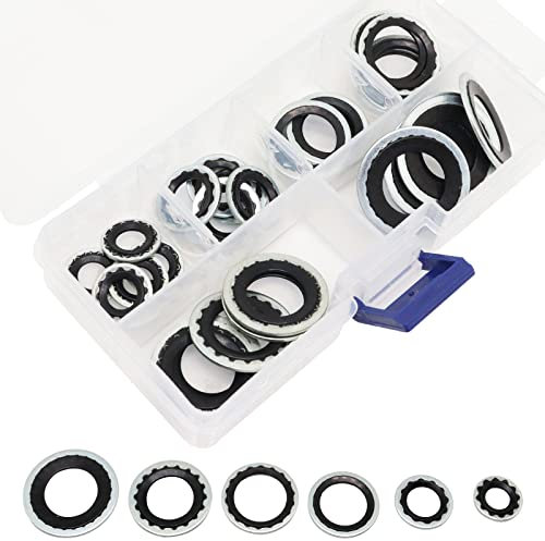 GDFYMI Surtido de 30 juntas de CA para aire acondicionado automotriz, kit de arandelas de sellado de puerto, resistente a altas temperaturas, caja de reparación de juntas de tornillo (negro)