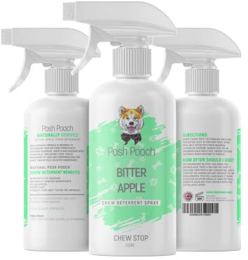 Posh Pooch Anti Chew 250ml Bitter Apple Spray For Puppies & Dogs New Formulated Natural Derived Repellent For Pets With Behavioural Problems Pet Corrector Chewing Deterrent Anti Chew Training