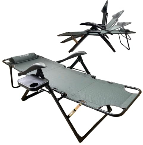 Smith & Barker 2-in-1 Deluxe-Sonnenliege, zusammenklappbar, Sonnenliege, Sonnenliege, Liege für Garten, Sonnenliege, grau, Campingstuhl