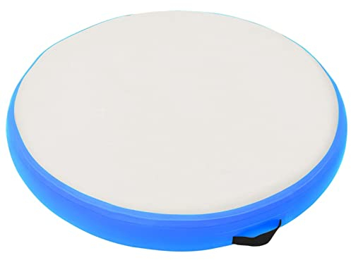 Chenshu Aufblasbares Gymnastik-Kissen mit Pumpe, Gymnastikmatte, Tumbling Matte, Airtrack, Airmatte, Sprungmatte, Luftmatte, 100x100x10 cm PVC Blau