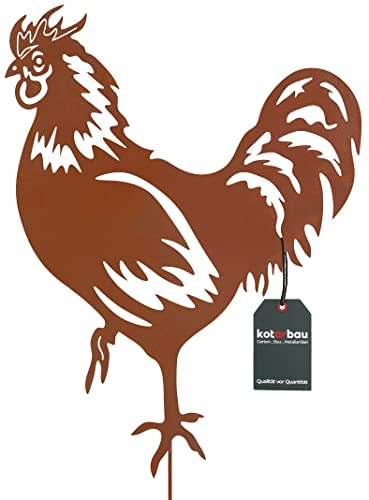 KOTARBAU® Gartendekoration Rostfiguren 65cm Hahn Henne Weihnachtsdeko Garten Ecorost Gartenstecker Weihnachten Gartenfiguren & Gartenstatuen Roststecker Gartendeko für Draußen Edelrost