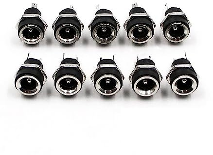 BUIEX 10pcs 3A 12V Compatibile con DC Connettore di Montaggio del Pannello Femminile Compatible with Prese Femminile da Alimentatore 5,5 mm 2,1 mm Adattatore 2 Tipi di terminale 5.5 * 2.