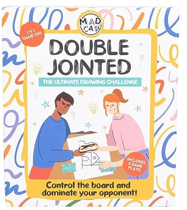 Fizz Creations Double Jointed Game Endure The Ultimate Artistic Battle with a Twist! Includes Wooden Drawing Device, 2 Pencils, 1 Notepad & 40 Game Cards, 3+ Players.